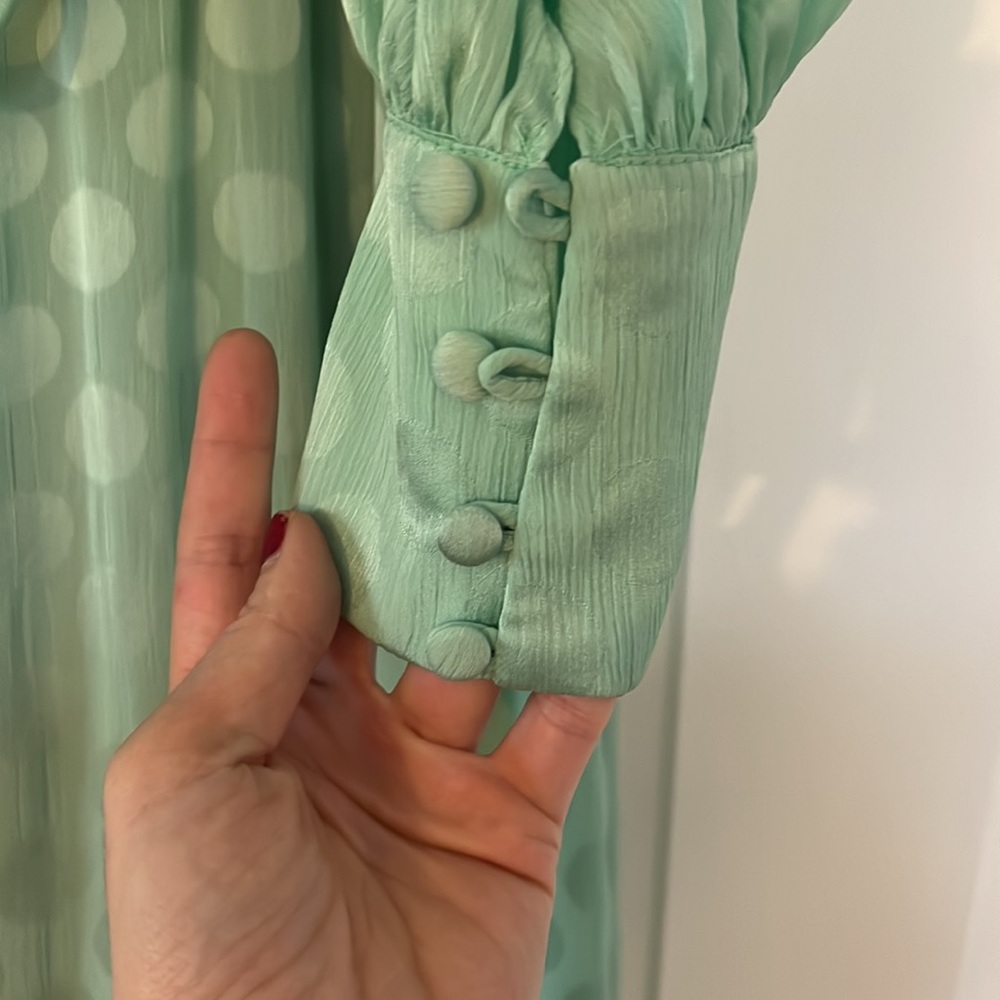PatBO Polka Dot Satin Belted Midi Dress - Picture 9 of 13